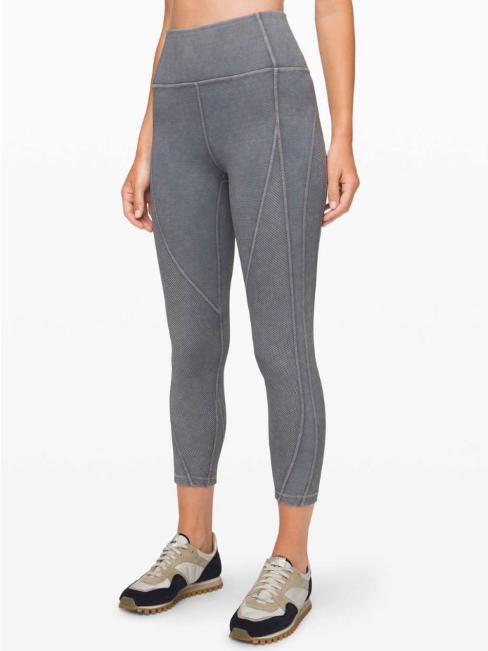 Lululemon Wunder Under Crop 23" *Ribbed Snow Washed size 6 Washed Luna Barree